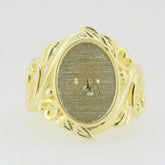 14K Yellow Gold Semi Mount Ring Setting Oval OV 14x10mm Cabochon Vintage Style - Syzjewelry